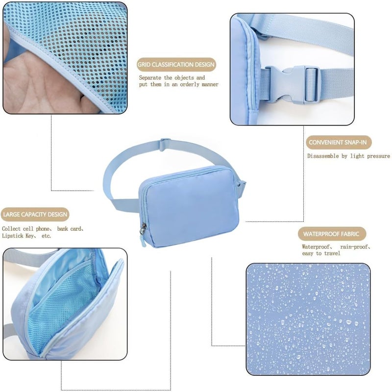 WITROMAN Belt bag Fanny pack crossbody bags for women Everywhere belt bag (Light blue) - Image 3
